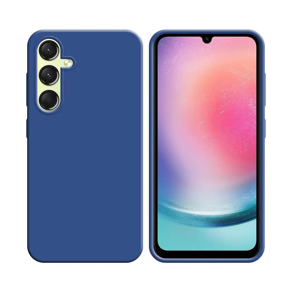 Coque Silicone Compatible pour Samsung Galaxy A24 4G A245 Bleu Marine