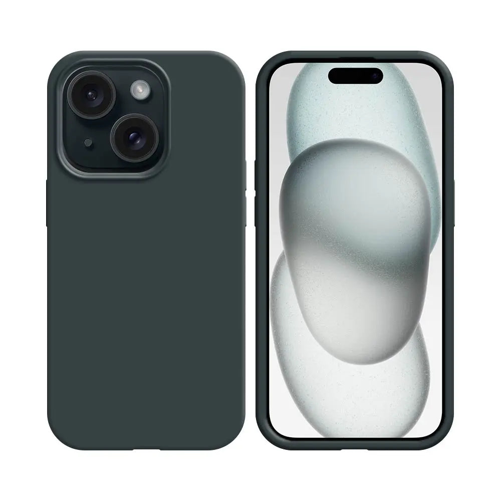 Coque Silicone Compatible pour Apple iPhone 15 Noir