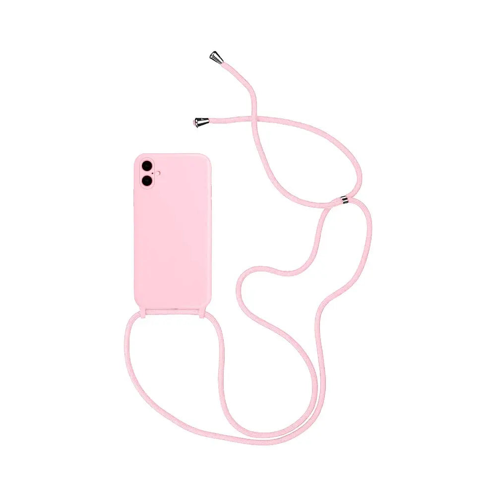 Coque Silicone avec Cordon Apple iPhone 16 Rose