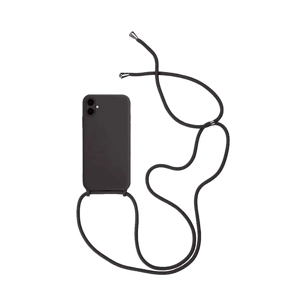 Coque Silicone avec Cordon Apple iPhone 16 (#8) Noir