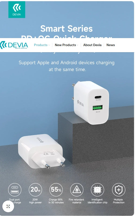 Chargeur DEVIA USB-C Smart Series PD &QC Quick Charger(EU ,20W,V2)