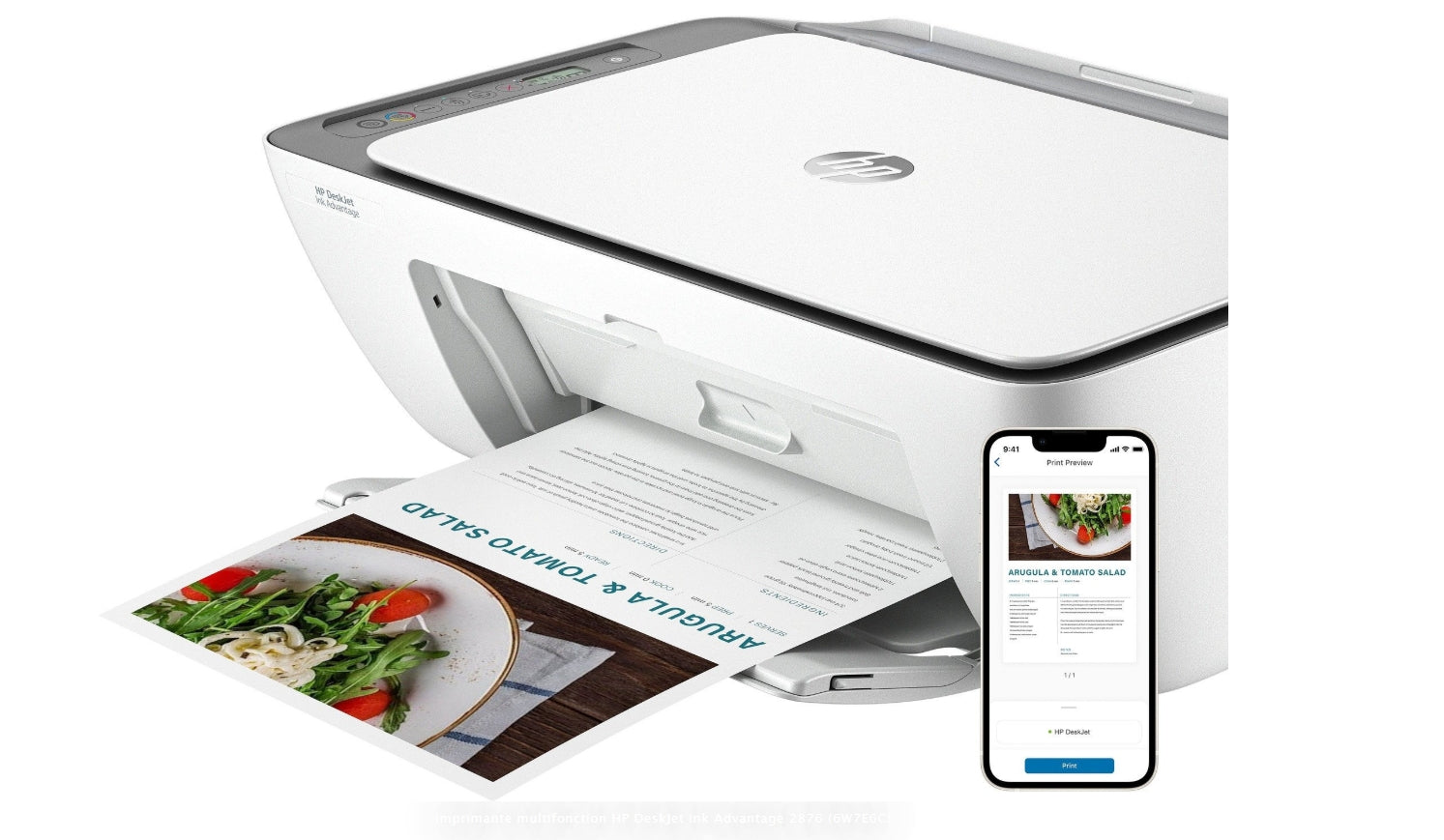 IMPRIMANTE MULTIFONCTION HP DESKJET 2876 WIFI - JET D ENCRE BLANC