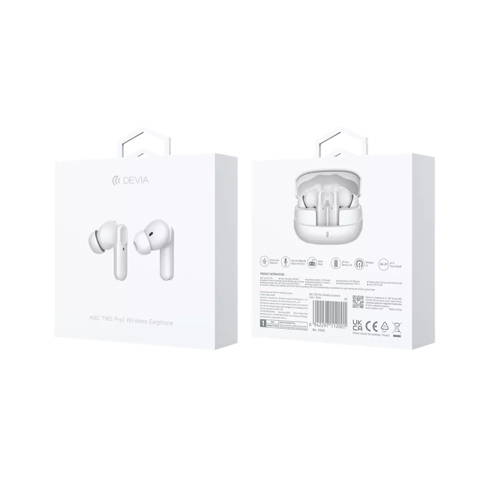 Ecouteurs DEVIA TWS Pro1 Bluetooth Blanc